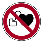 Verbotszeichen "Kein Zutritt für Personen mit Herzschrittmachern oder implantierten Defibrillatoren" DIN EN ISO 7010-P007, Folie selbstklebend, Ø 200 mm